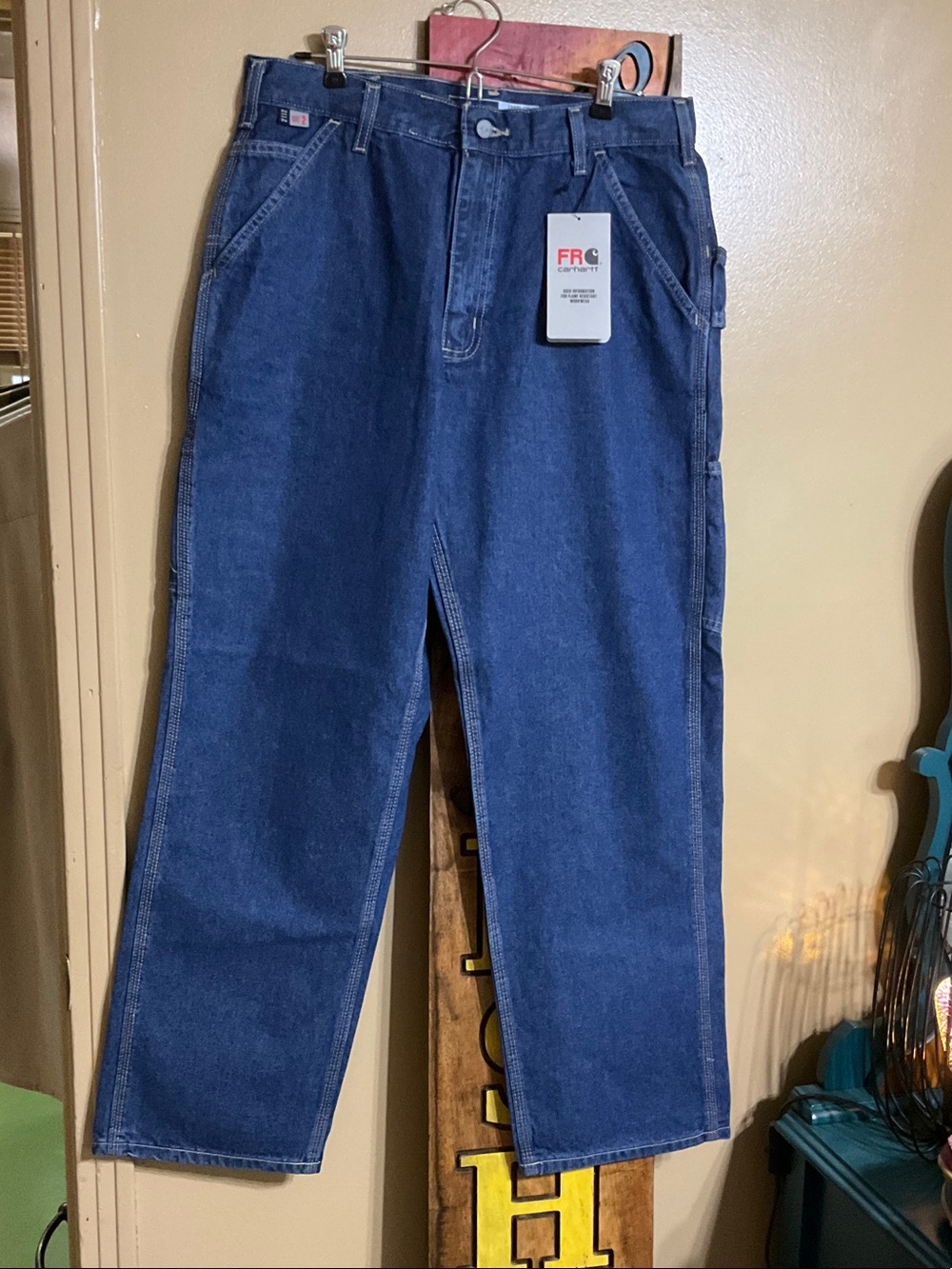 FRB-13 Carpenter Style Denim Fire Retardant Work Pants - Dark Blue